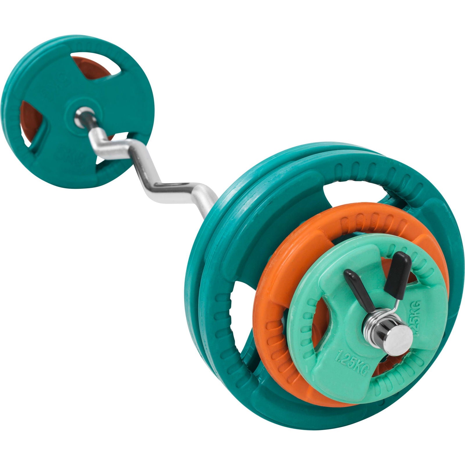 EZ-curlset 35 kg Gripper Gietijzer Rubber Coating - Veersluiting 30 mm
