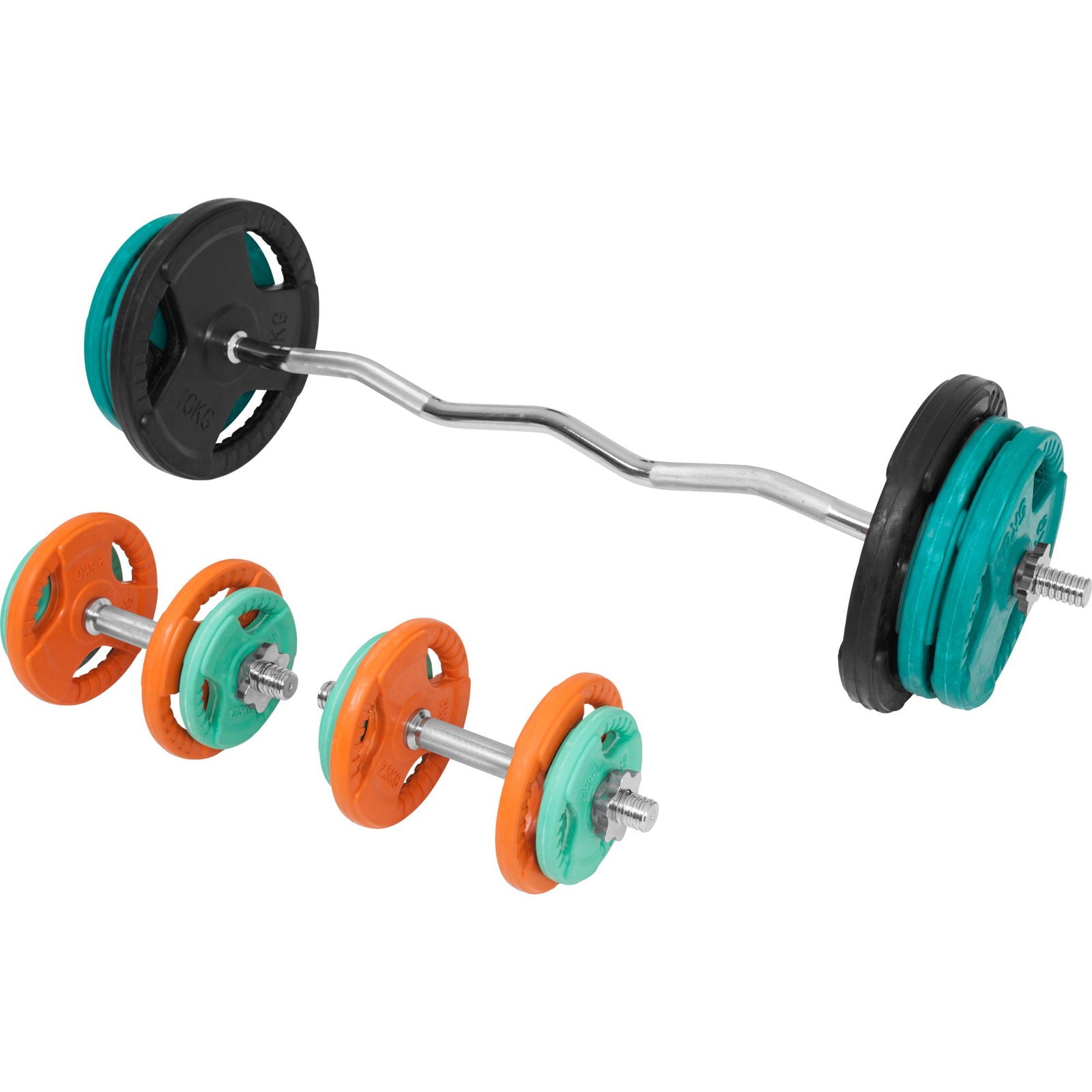 EZ-curlset 70 kg Gripper Gietijzer Rubber Coating - Schroefsluiting 30 mm