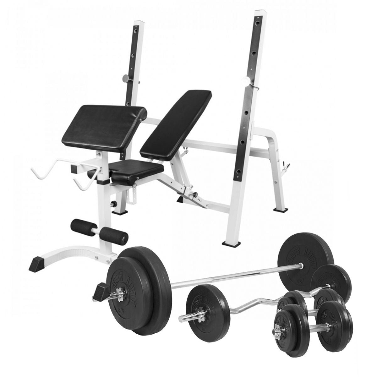 Halterbank / Squat Rack Met 100 kg Halterset Kunststof