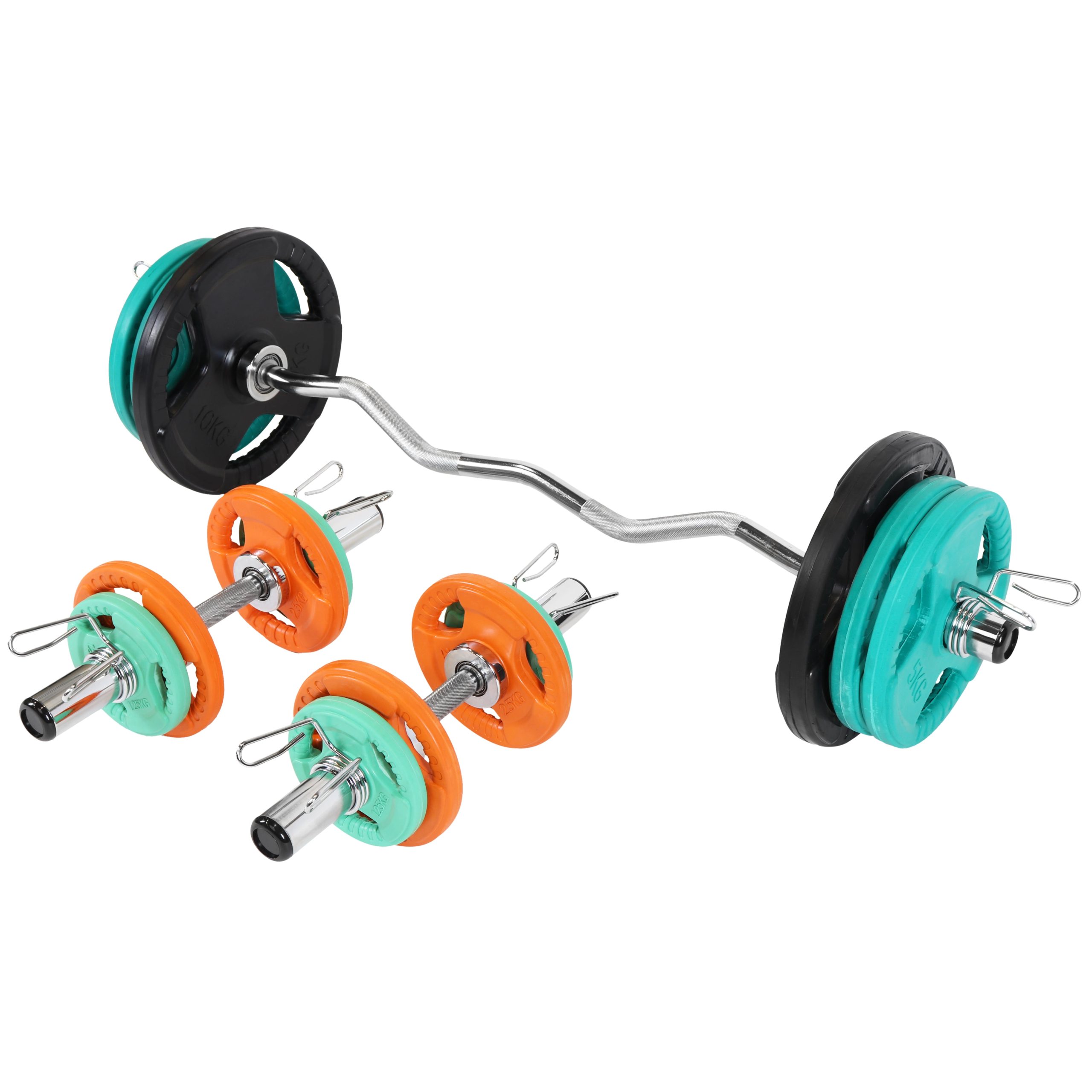 Olympische EZ-curlset 75 kg Gripper Gietijzer Rubber Coating - 50 mm