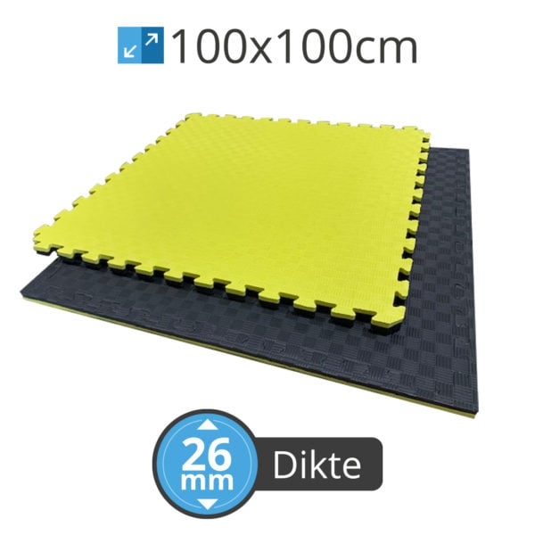 PT Essentials Tatami matten 100x100x2,6 cm - Palletprijs - Zwart-Geel