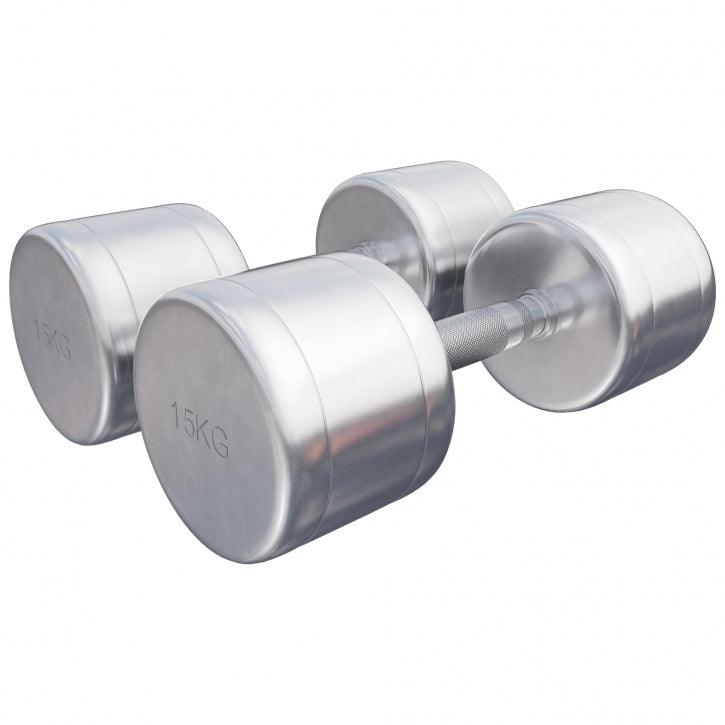 Dumbbellset 30 kg chroom - 2 x 15 kg